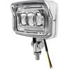 Motorcycle LED Headlight Upgraded Square Front Light With Visor Trim 6.5" X 3.5", Retro High Low Beam Headlamp Bottom Mount Universal Fit Chopper