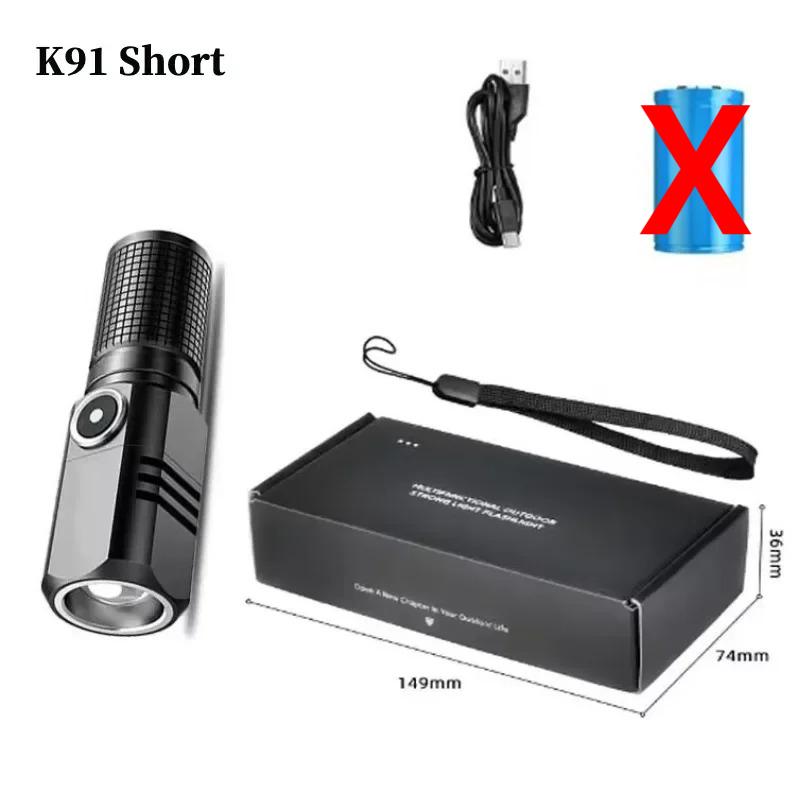 Super Bright XHP50 Mini LED Flashlight USB Rechargeable Zoom Aluminum Alloy Flashlight for Outdoor Camping Fishing