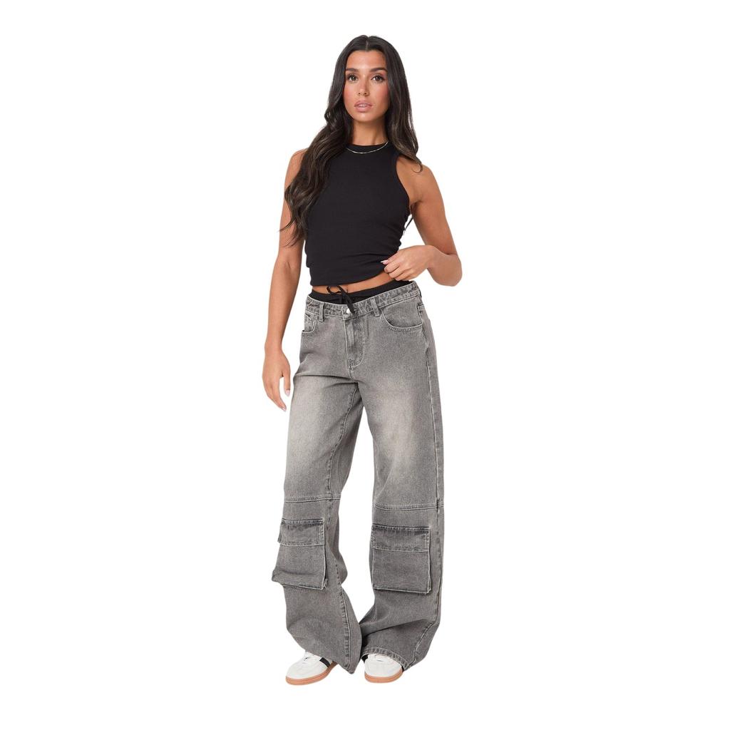 I Saw It First Womens/Ladies High Waist Cargo Jeans