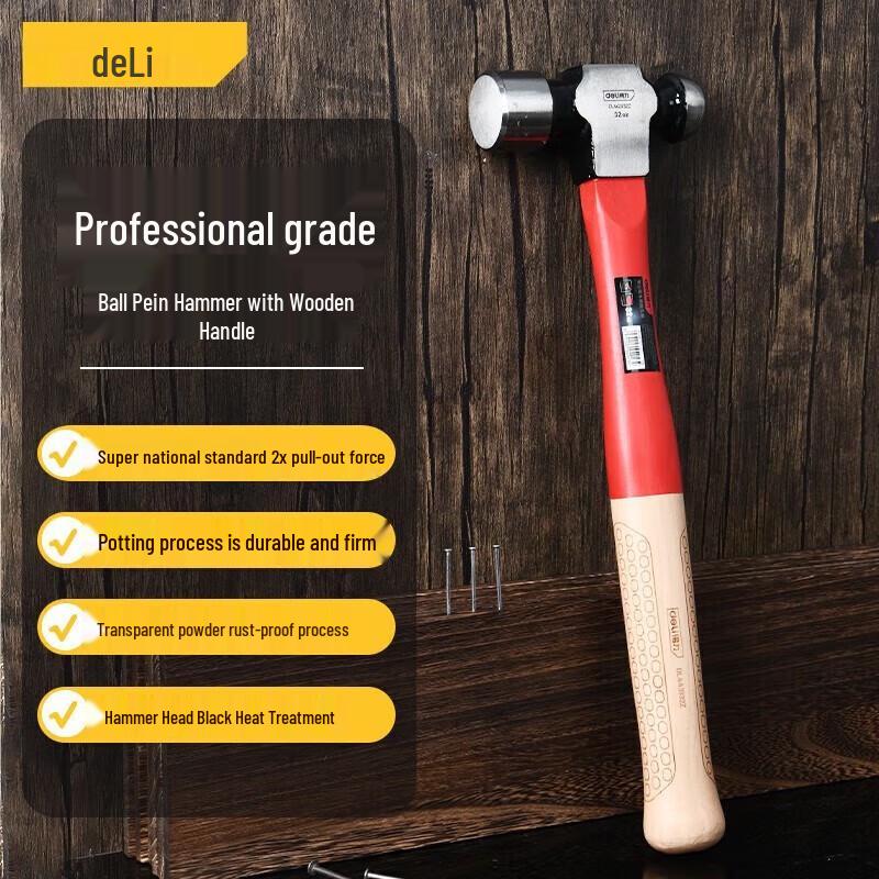 Deli Professional Outdoor Wooden Handle Round Head Hammer