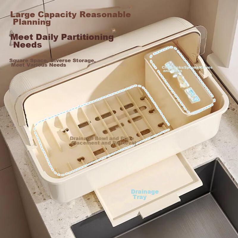 Jingmao Bowl And Chopstick Storage Box with Lid, Kitchen Utensil Organizer Rack, Dish Holder Shelf