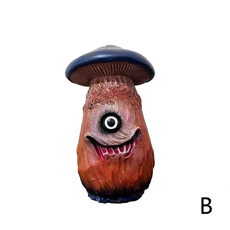 Creative New Halloween Skull Mushroom Sculpture Monster Resin Crafts Funny Home Garden Decorations Office Desktop Miniatures