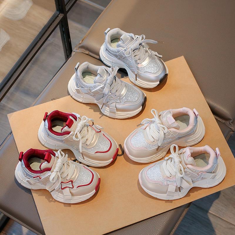 Classmate girls little white shoes spring and autumn new leather soft baseplate shoes medium older boys boys shoes children's sports shoes
