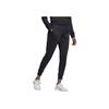 adidas Solid Color Brand Logo Print Elastic Knit Sports Pants Women Bottoms Black EI5540
