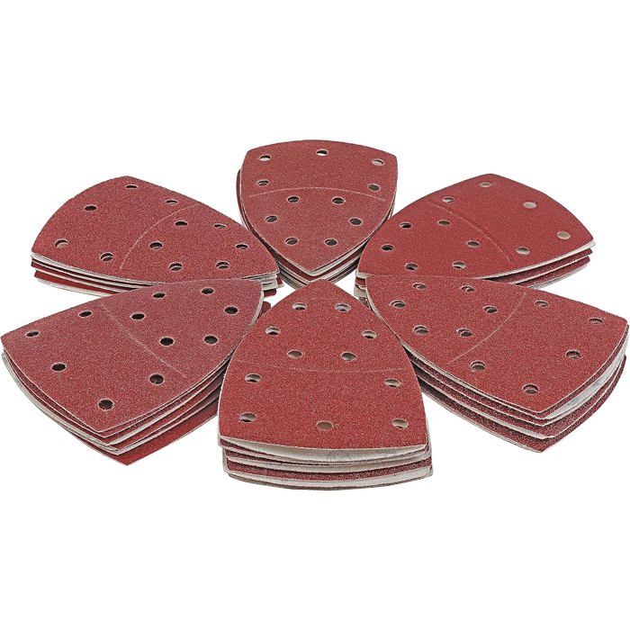 AIMOONSA Lot 60 feuilles abrasives triangulaires 105 x 152 mm P40–P240 pour ponceuse delta