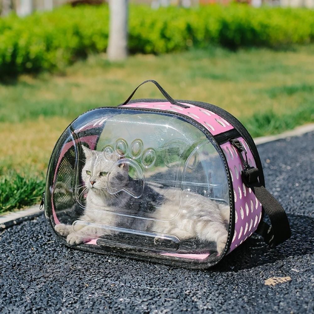 Portable Breathable Pet Shoulder Bag Transparent Large Capacity Pet Carrier Foldable Lightweight Transparent Bag Kitten Capsule