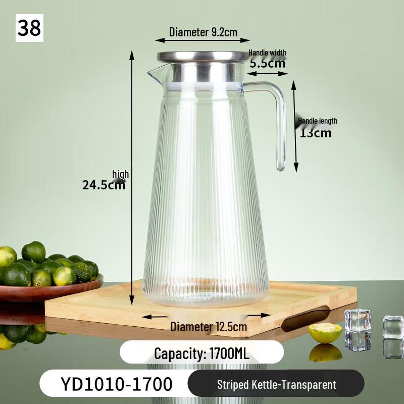 Striped Transparent Acrylic Water Pitcher