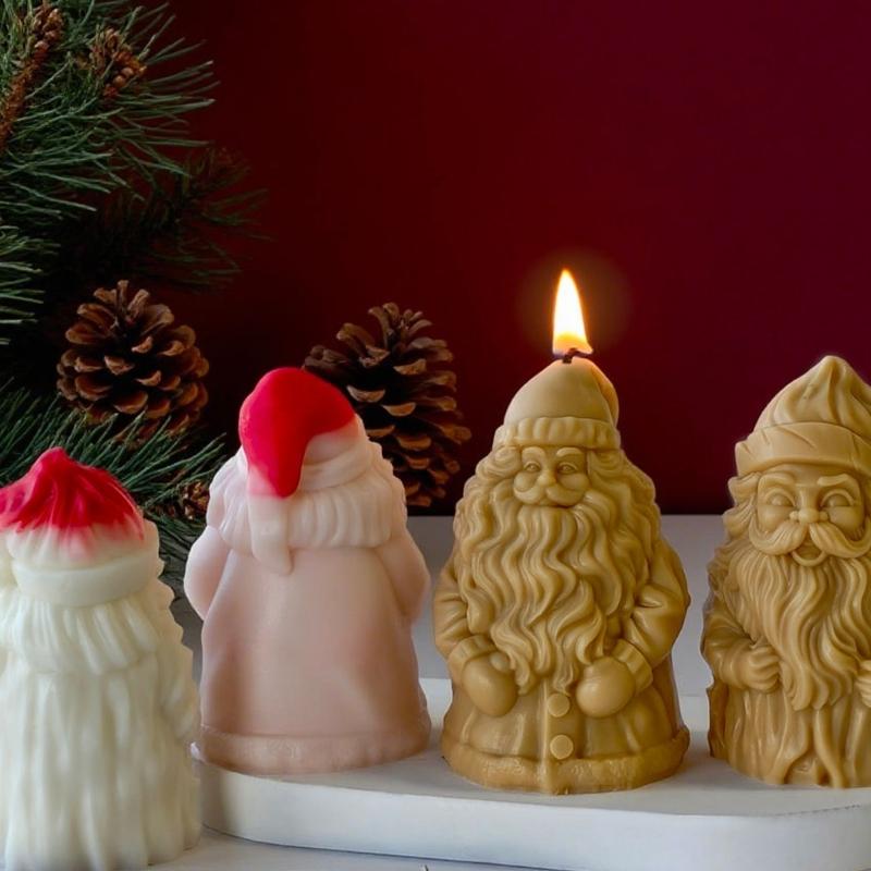 Santa Candle Mold,Christmas Candle Silicone Mold for Candle Making,Diys Resin Crafts Mold Aromatherapys Candle Mould Gift