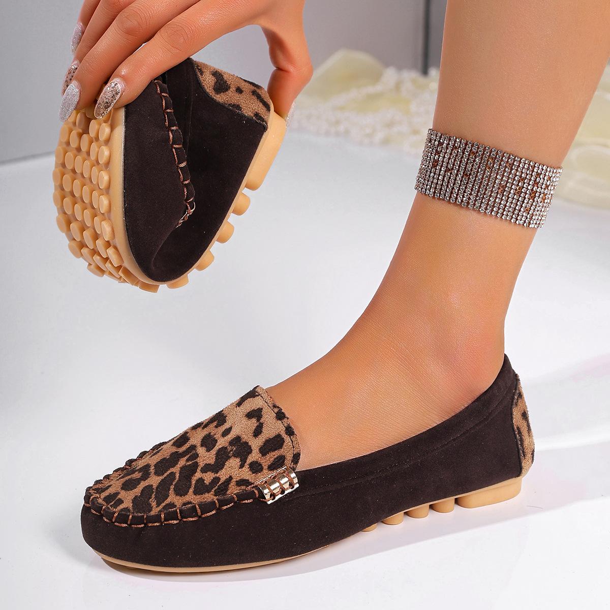 Damen Leopardendruck Patchwork Slipper Bequeme Schuhe Lässige Laufschuhe Schwarz Tierdruck Stoffobermaterial 43 braun
