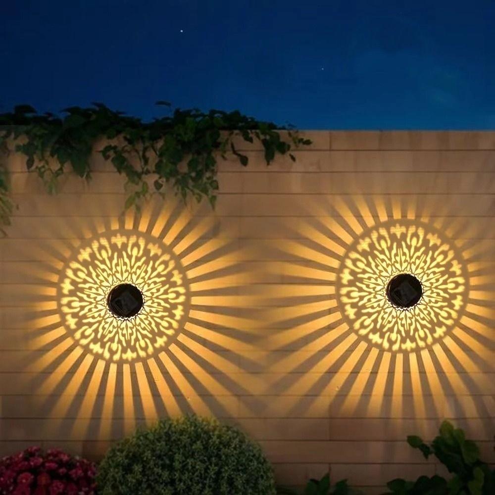 Iron Light Solar Wall Lamp Flower Design Outdoor Garden Light Solar Wall Light  Stairs Post
