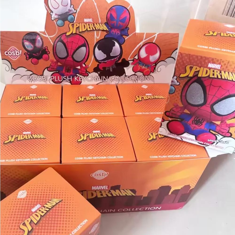 Spider Man Series Blind Box Cosbi Plush Anime Peripheral Figurines Backpacks Pendants Ornaments Surprise Gift for Boys