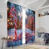 2pcs,2D plane printing Pattern Curtains Christmas Candy Snow Trees (2) 100% Polyester (without rod) Holiday Use for Bedroom,