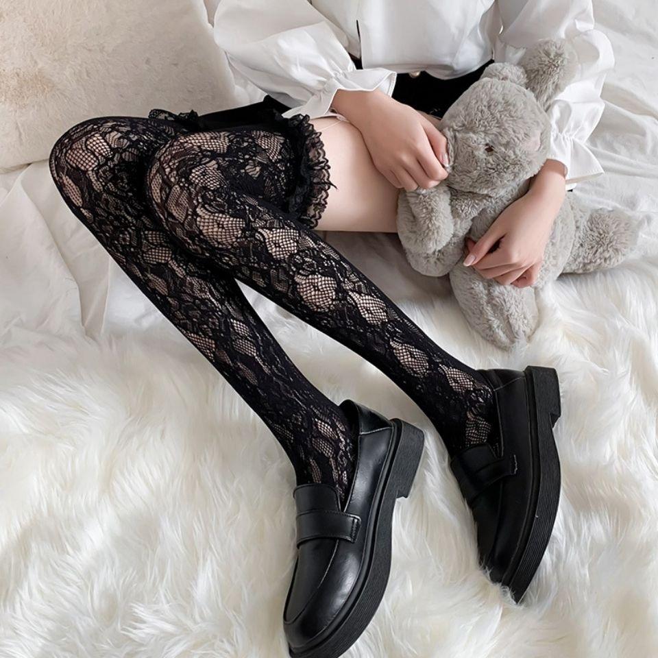 Chaussettes d'orteils séparés de rue Chaussettes résille à lacets à lanières Chaussettes montantes Cool JK Girl Chaussettes montantes japonaises Lolita Jk Lolita