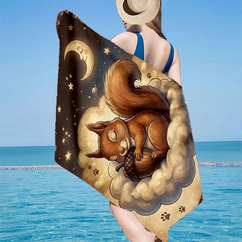 Eichhörnchen Träume Unter Mondlicht Strandtuch, Super Weiche Mikrofaser, Geschenk für Sie/Ihn, Geburtstag, für Pool, Strand, Reisen, Heimdeko Fan Geschenke