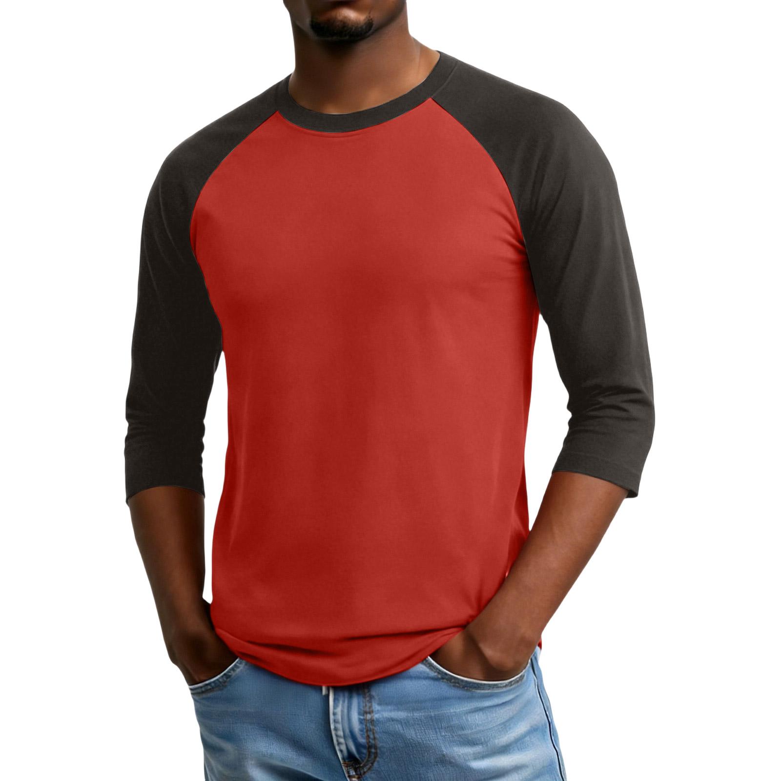 Zhengfuzhihai Heren Raglanmouw Driekwartmouw Top M rood