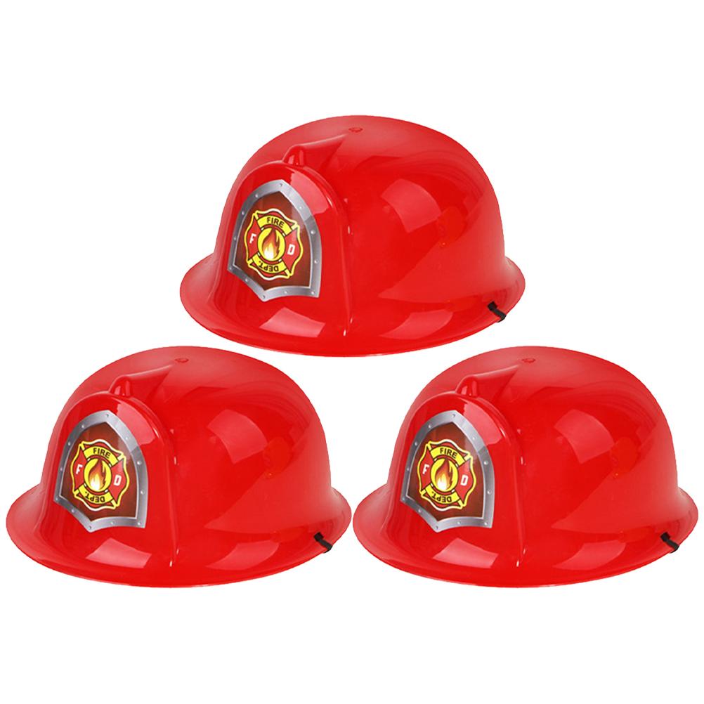 3 Pcs Hard Hat Fire Toys Firefighter Fireman Cosplay Clothing Firghter Costume Kids Red Toddler Accessory Child Role Play 21x19cm красный