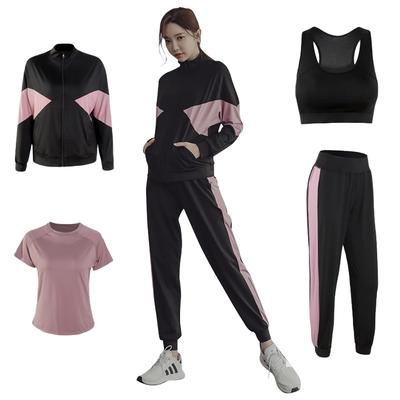 Mskikefly Sportswear Set for and Includes Top and Fitness Sports Long and Short and Size Women's 4-Piece Yoga, Training, Running, Bottoms, Jersey,