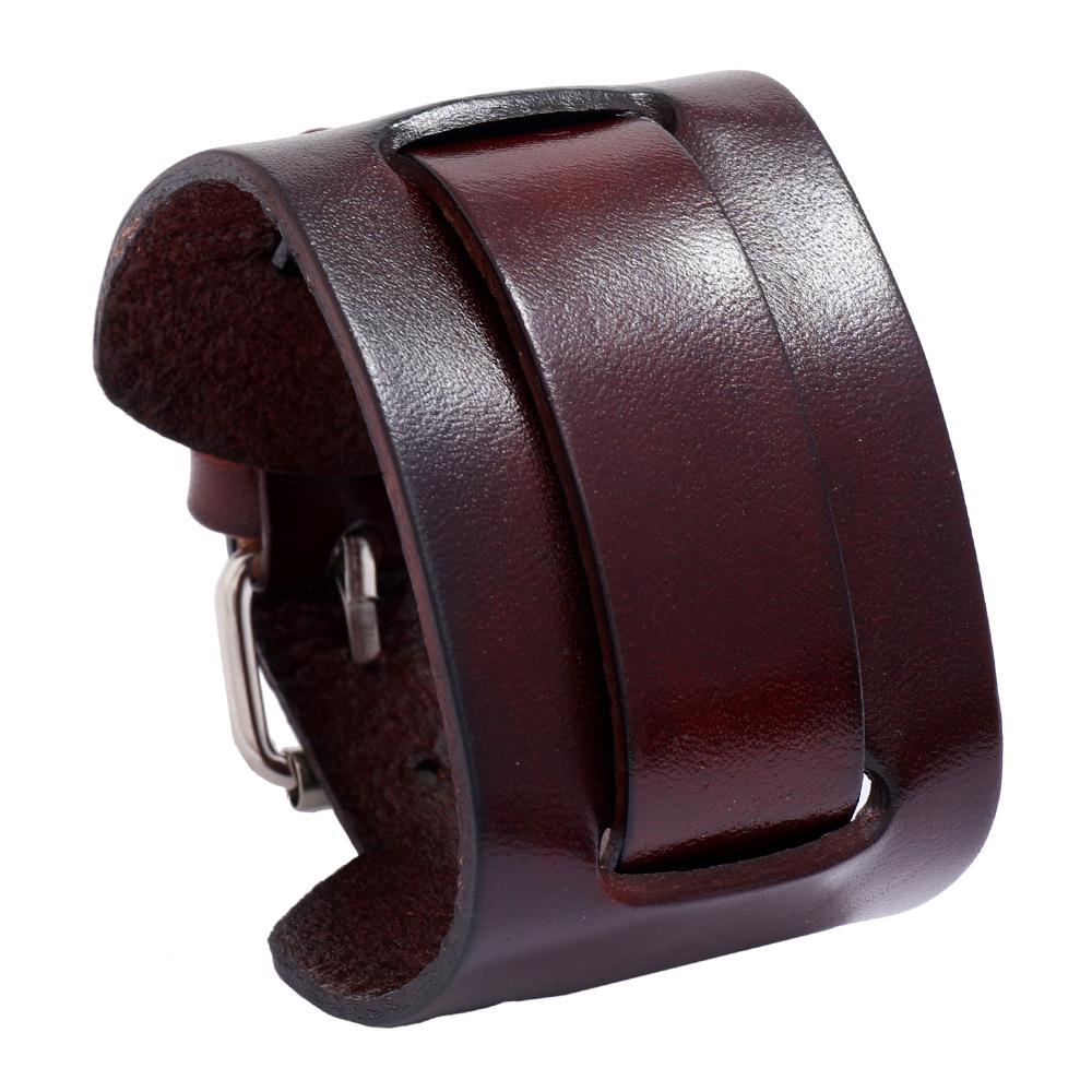 Unisex Adjustable Punk Leather Bracelet: European & American Cowhide Wristband New Style