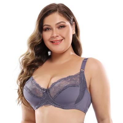 38-46 Plus Size Fashion Women's Floral Lace Bralette Sexy Ultrathin Deep V Bra Unlined Push Up Brassiere Underwire Ultrathin Lingerie