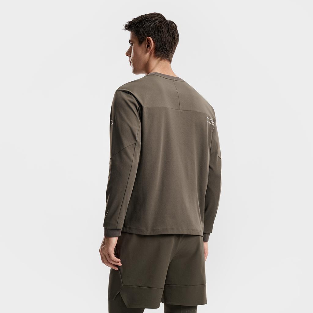 FILA Fitness Series Simple Sports Casual Training Versatile Comfortable Crew Neck Pullover Long Sleeve T-Shirt Men tops Brown A11M611209FBN