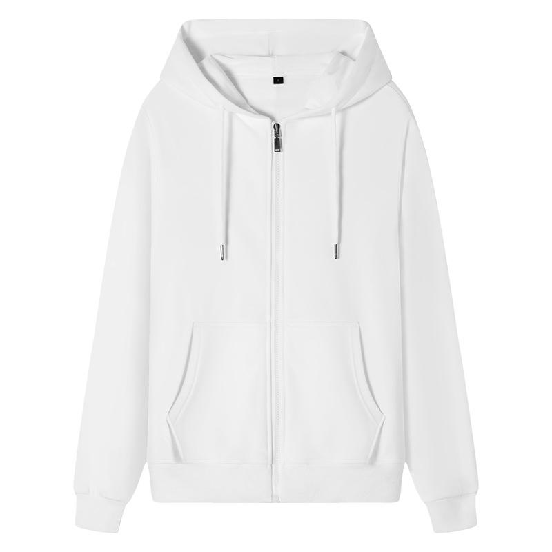 100% Cotton Cardigan Zipper Sweater Hooded Autumn and Winter Loose Sports Casual Jacket Top Men