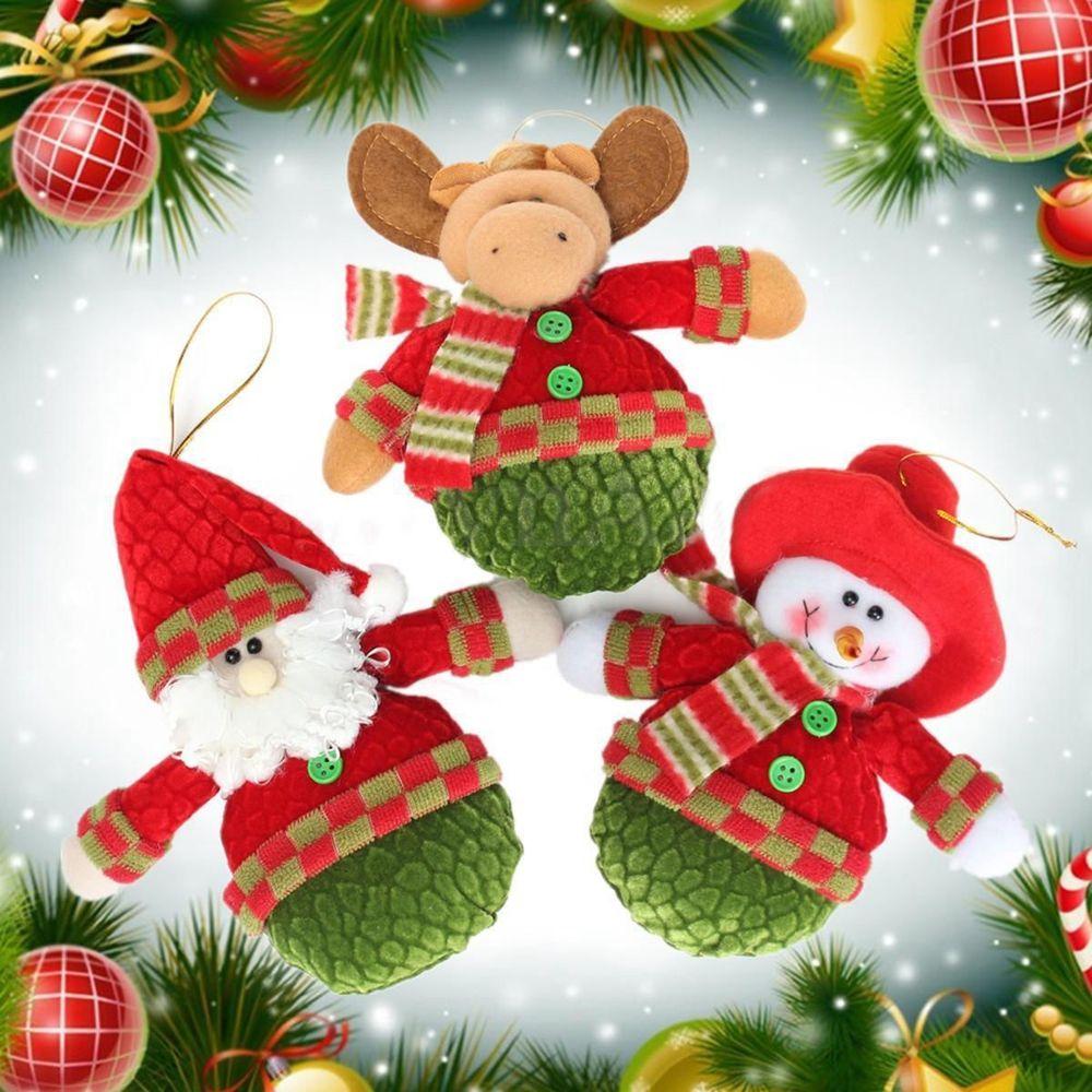 

Xmas Tree Gift Holiday Hang Decorations Santa Claus Snowman Elk Fabric Dolls Christmas Ornaments