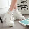 Fashion Winter New High-heeled Coarse Heel Platform Marton Boots Frenulum Waterproof Thick Bottom White Women Boots Zapatos De Mujer 33