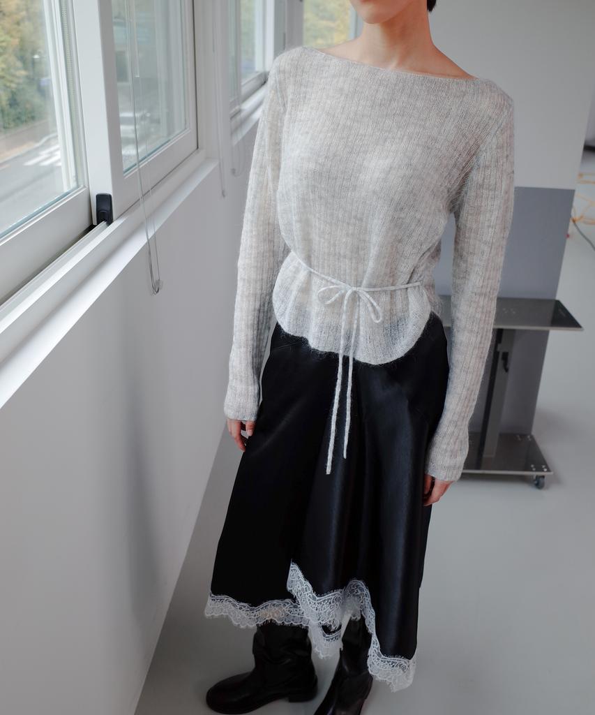Gilyeong Mohair Tie Knit_Light Gray