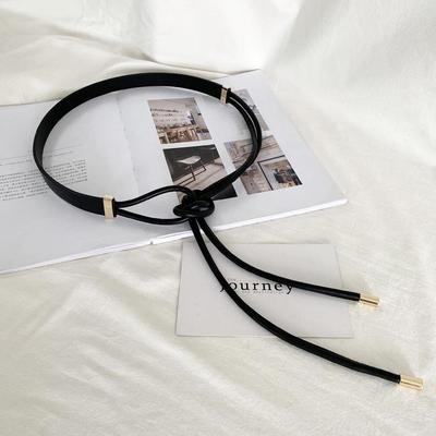 Damenknotengürtel mit feiner Verzierung, vielseitiges Mode-Taillenaccessoire für Kleider, Pullover und Mäntel, schwarzer Taillenschmuck