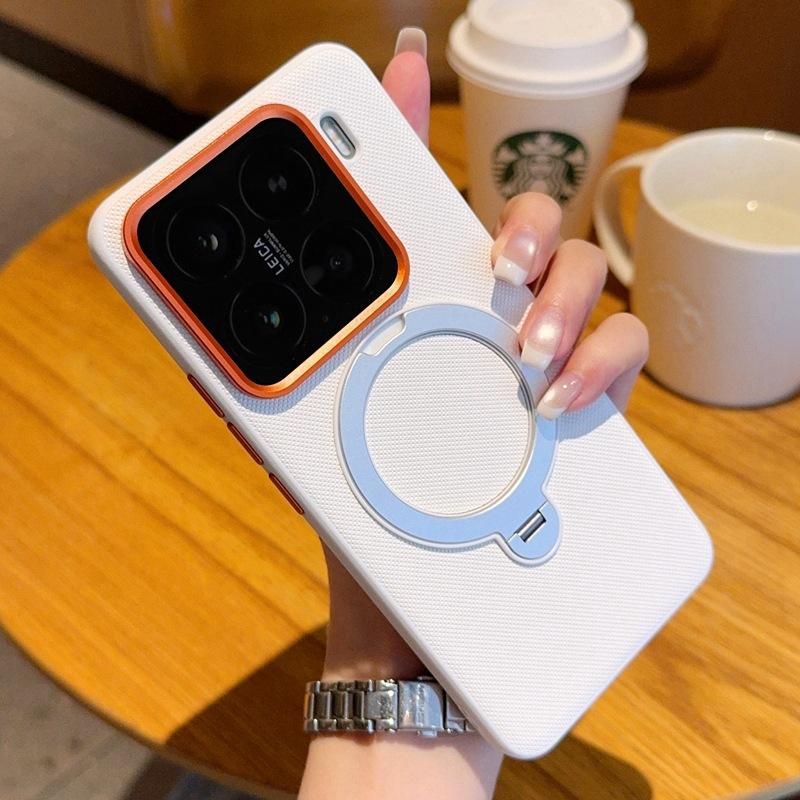 

For Xiaomi15S Pro Mobile Phone Case Magnetic Suction Rotating Bracket Stand Holder for Mi 14 Ultra 15 14 Pro Protective Cover Xiaomi 14 Pro білий