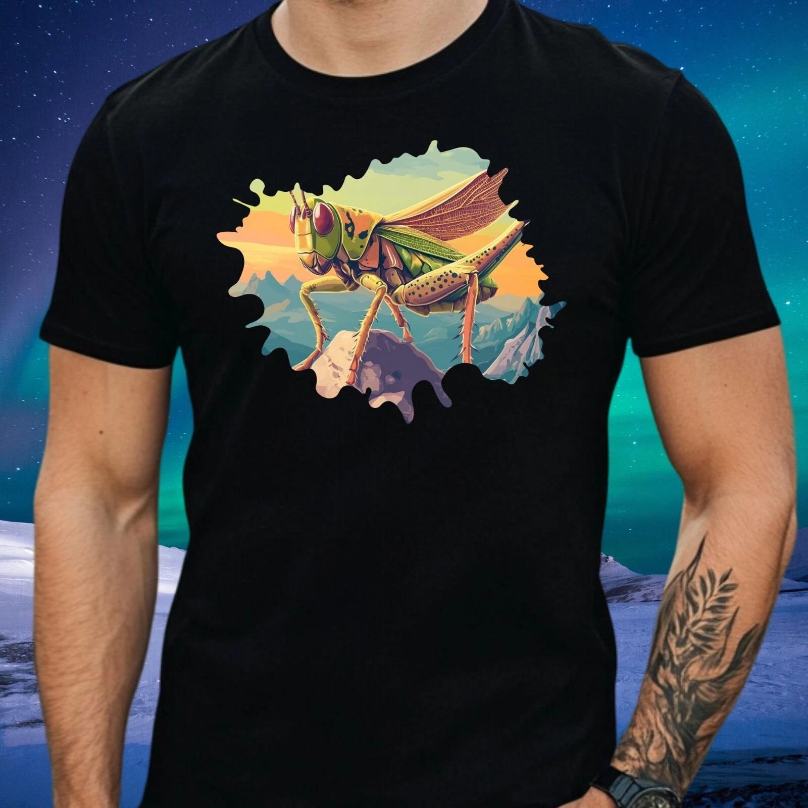 T-Shirt Herren Grashüpfer auf dem Berg Motiv Baumwolle Größe XS bis 5XL XXXXL
