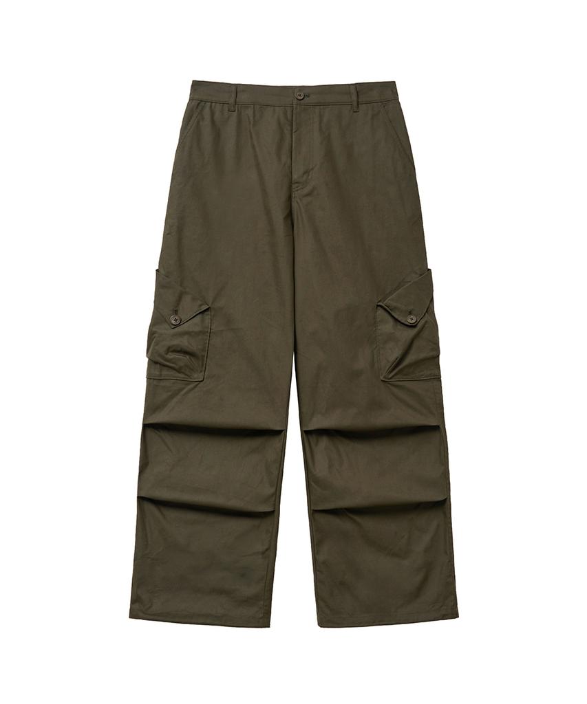 Misekiseoulmaen Folded Pocket Cargo Parachute Pants Khaki
