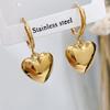 A Pair of Heart-shaped Earrings Pendants, Made of Stainless Steel, Fashionable and Simple, Fade-resistant, Suitable for Daily Wear by Women.