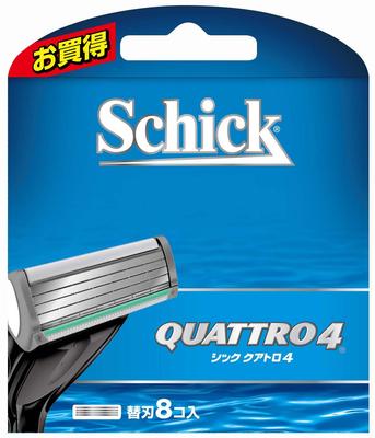 Schick Quattro 4 Ersättningsblad med 4 blad (Paket 8)