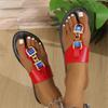 Fashion Women's Fashion Flat Slippers Summer New Round Head Clip Toe Square Drill Metal Chain Soft Sole Non-slip Sandals