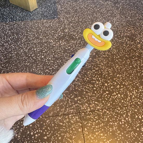 4-in-1 Cartoon Ballpoint Pen Cute Big Mouth Gel Pen with Multi-Color Ink Fun Writing Tool for Students Journaling
