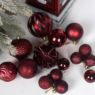 48PCS Plastic Christmas Ball Set 4/6/8cm Suspensable Christmas Tree Balls Solid Color Xmas Ornament Ball Scene Supplies
