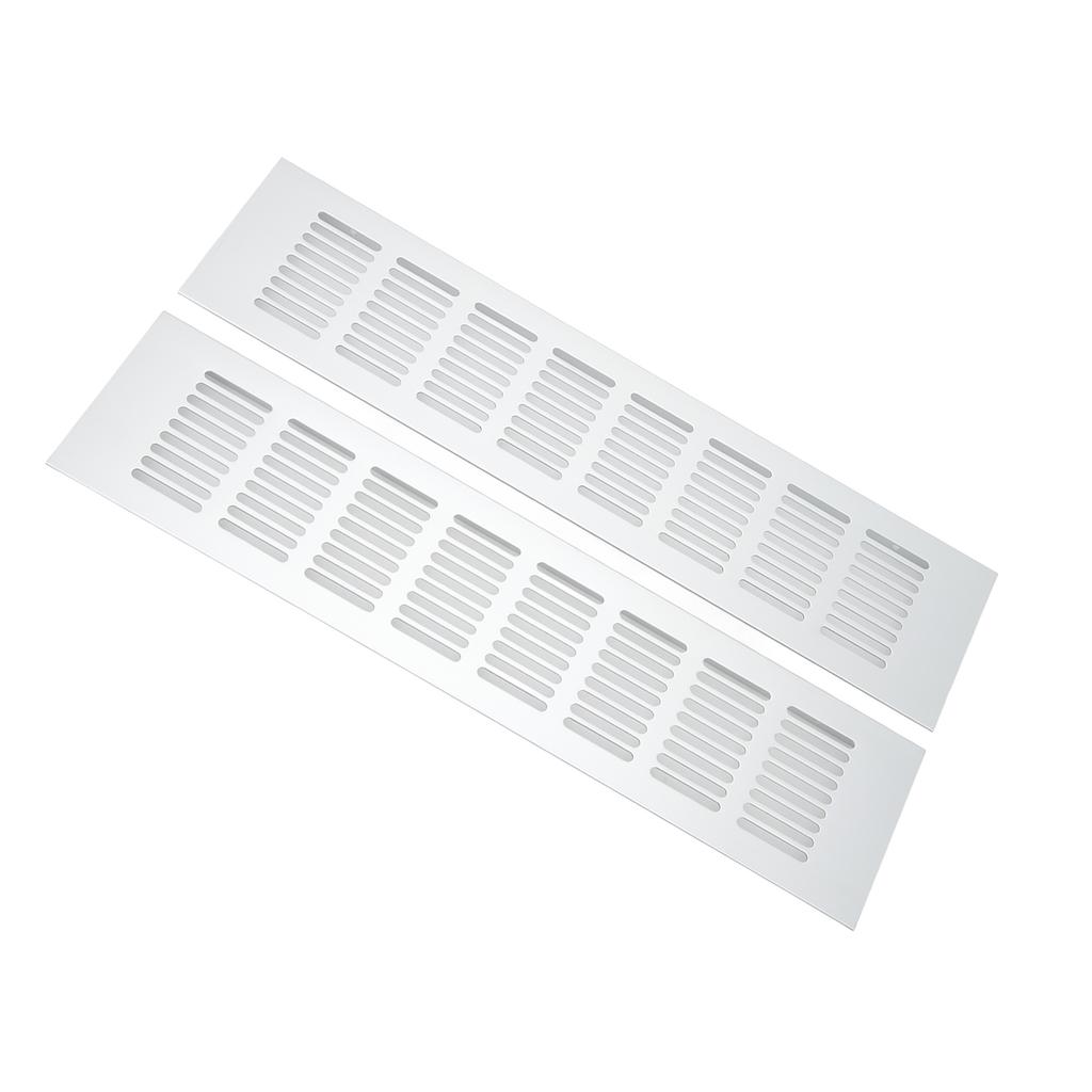 2 Pcs Air Vent Ventilation Grille Aluminium Alloy Rectangular Vent Plate for Cabinet Shoe Cabinet Closet 80x350mm