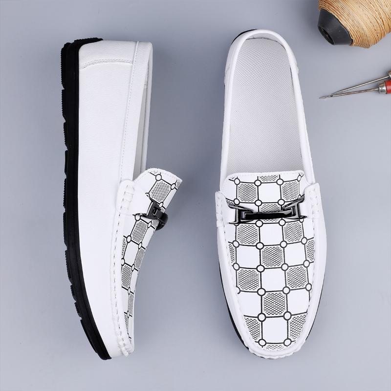 

Mens Loafers 2025 Trend Anti Slip Comfortable Shoes Men PU Leather Casual Slip On Lightweight Walking Shoes Black Flat 47 білий