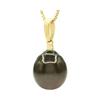 Pendentif - PEARLS & COLORS - Perle de Tahiti 10-11 mm Poire - Or jaune 9 ct (375) - Qualité A+ - Chaîne 42 cm