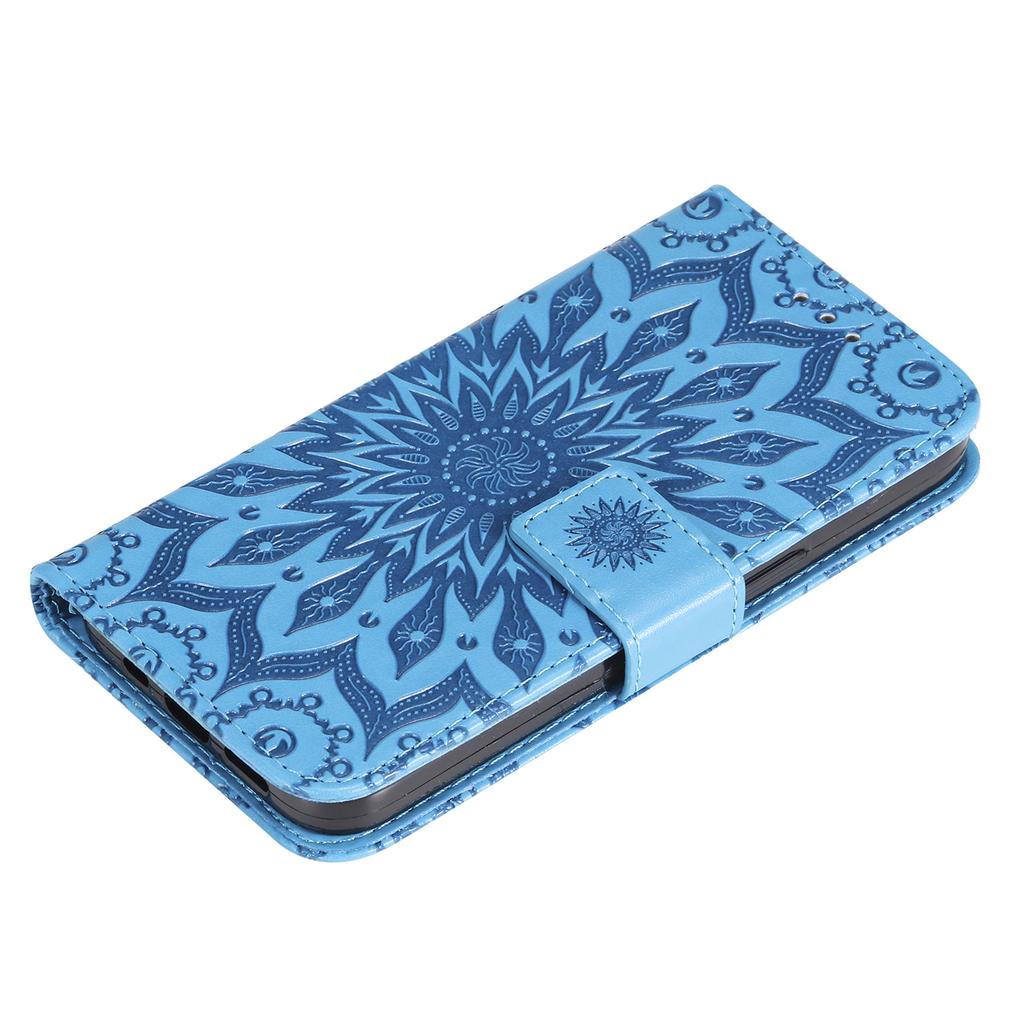 For Samsung Galaxy A15 5G Phone Case Sunflower Imprinted Leather Wallet Stand Cover with Strap