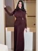 2025 Autumn European & American Women's Waist-Cinching Solid Color Long Dress