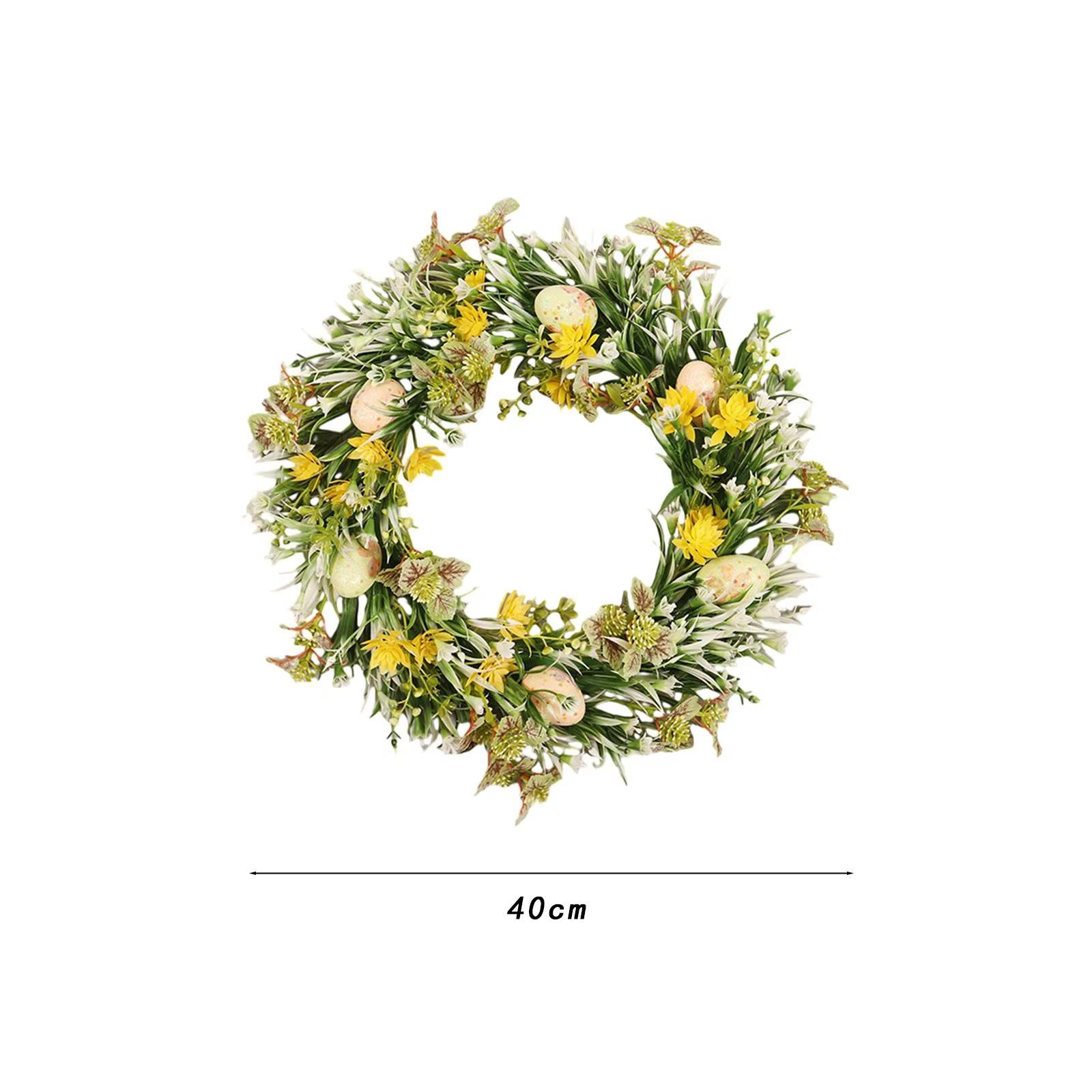

Easter Egg Wreath, Artificial Flower Wreath Front Door Window Artificial Flower Garland, for Farmhouse Festival Party Decor зелений
