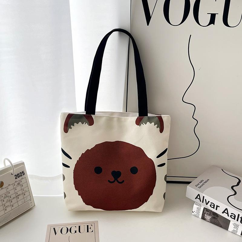 Cartoon Cute Canvas Bag New Large Capacity Fashion Versatile Underarm Bag Casual Commuter Tote Bag