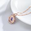 Unusual Sparkling Oval Purple Natural Zircon Pendant Necklace For Women Luxury  Rose Gold Color Party Daily Jewelry