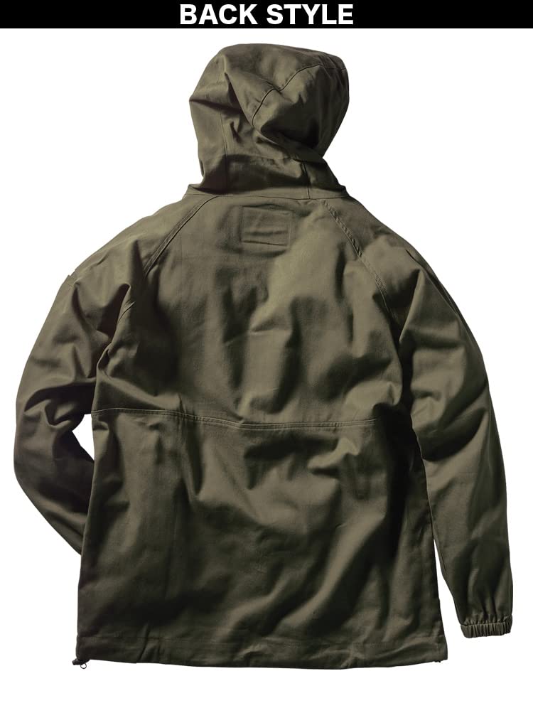 Kurodarma Anorak Parka Thermal Cotton Work Clothes Outdoor Welding Bonfire Camping with Strap Green [Musashino Uniform] DG415-1 S-5L 100% Men's
