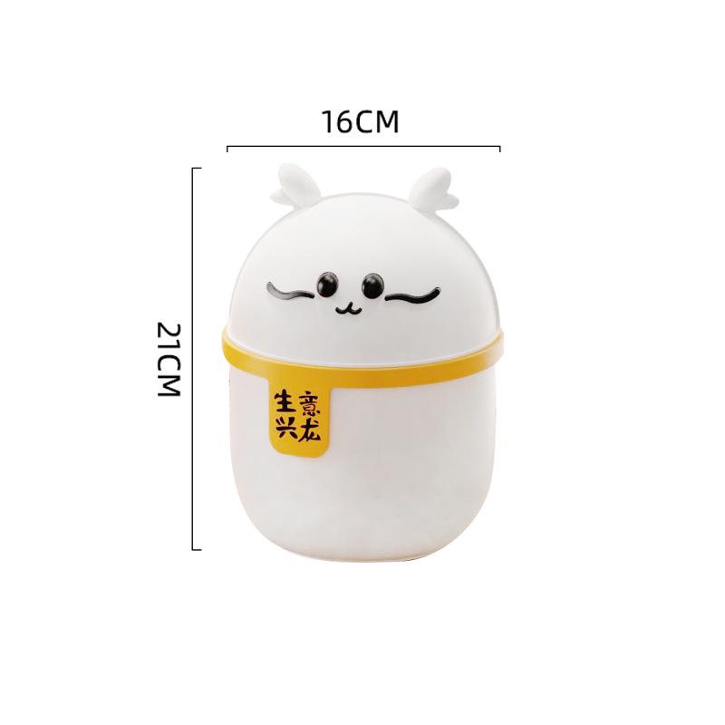 Cartoon Animal Desktop Trash Can with Lid for Home and Dorm Decor