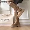 Winter Fashion Belt Buckle Knee High Boots Women Platform Heels Shoes Design Elegant Knight Long Boot