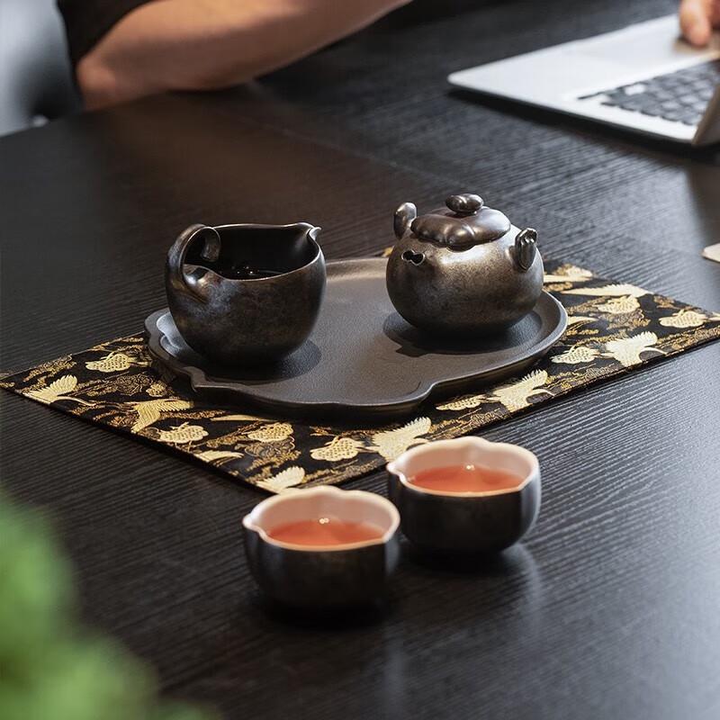 

Wan Qiantang Tenmoku Glaze Ceramic Kung Fu Travel Tea Set