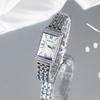 Diamantbesetzte quadratische Quarzuhr Damenmode Stahlarmband Schachbrettmuster Uhr Export